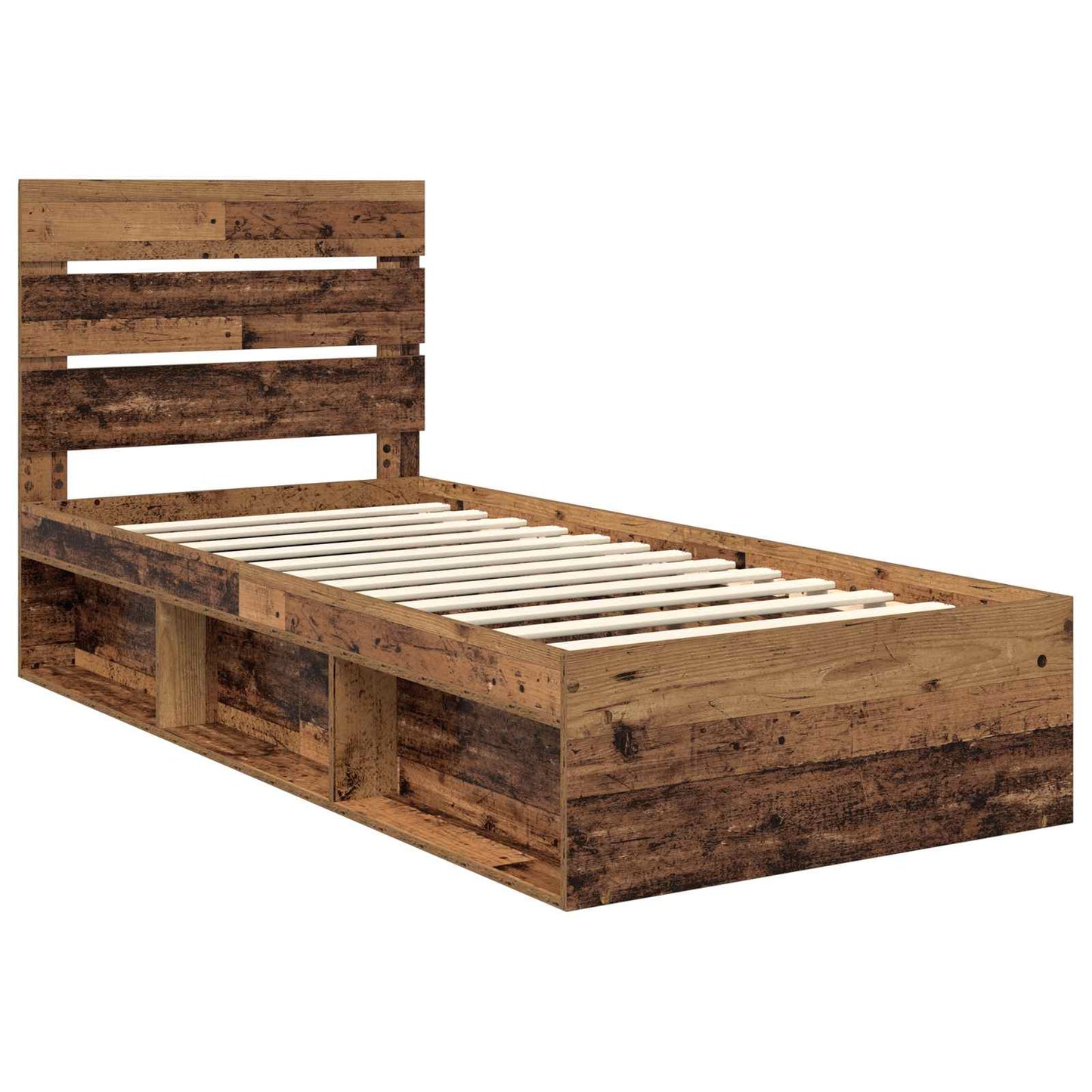 Sengestamme med hodegjerde Gammelt tre 90 x 190 cm Massiv furu
