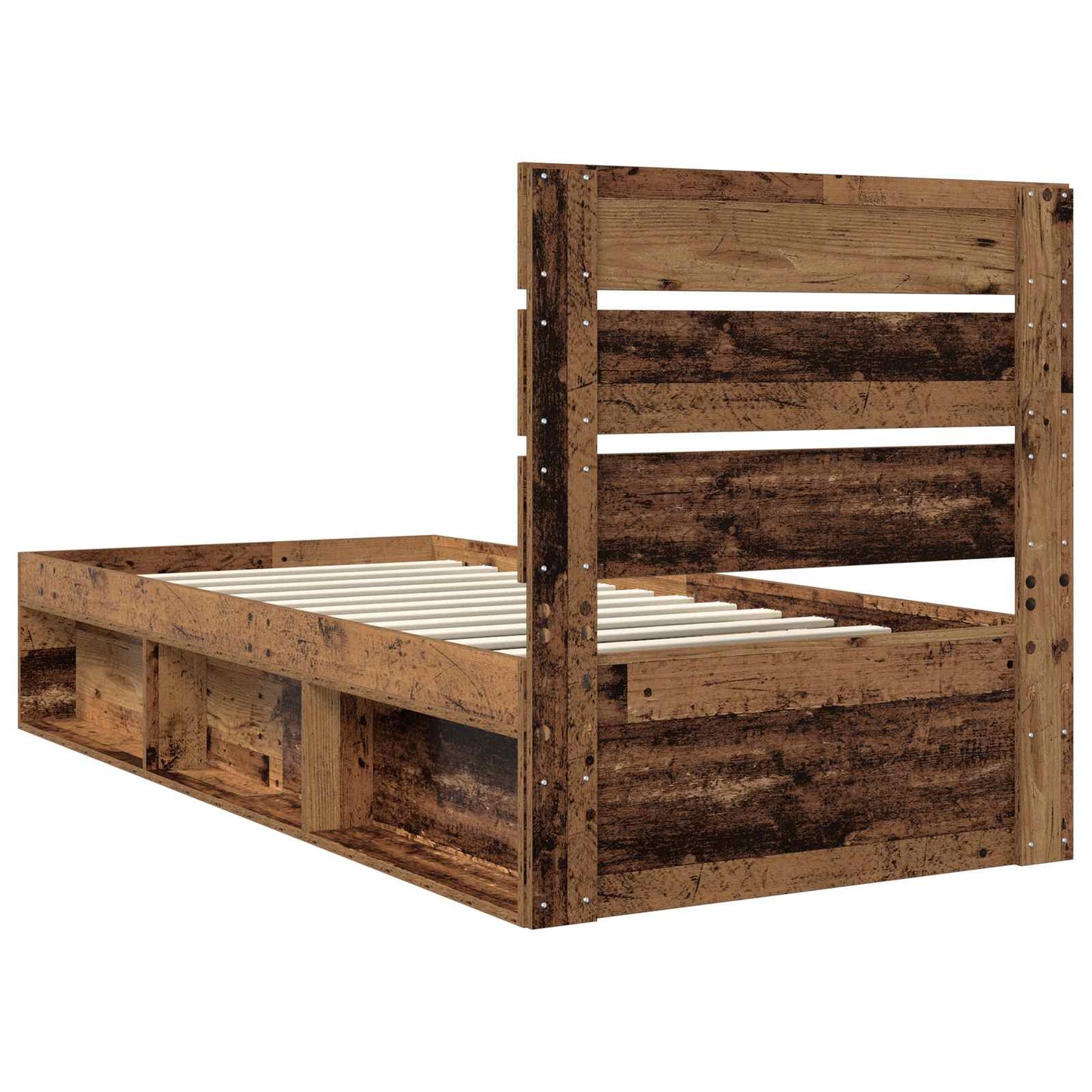 Sengestamme med hodegjerde Gammelt tre 90 x 190 cm Massiv furu