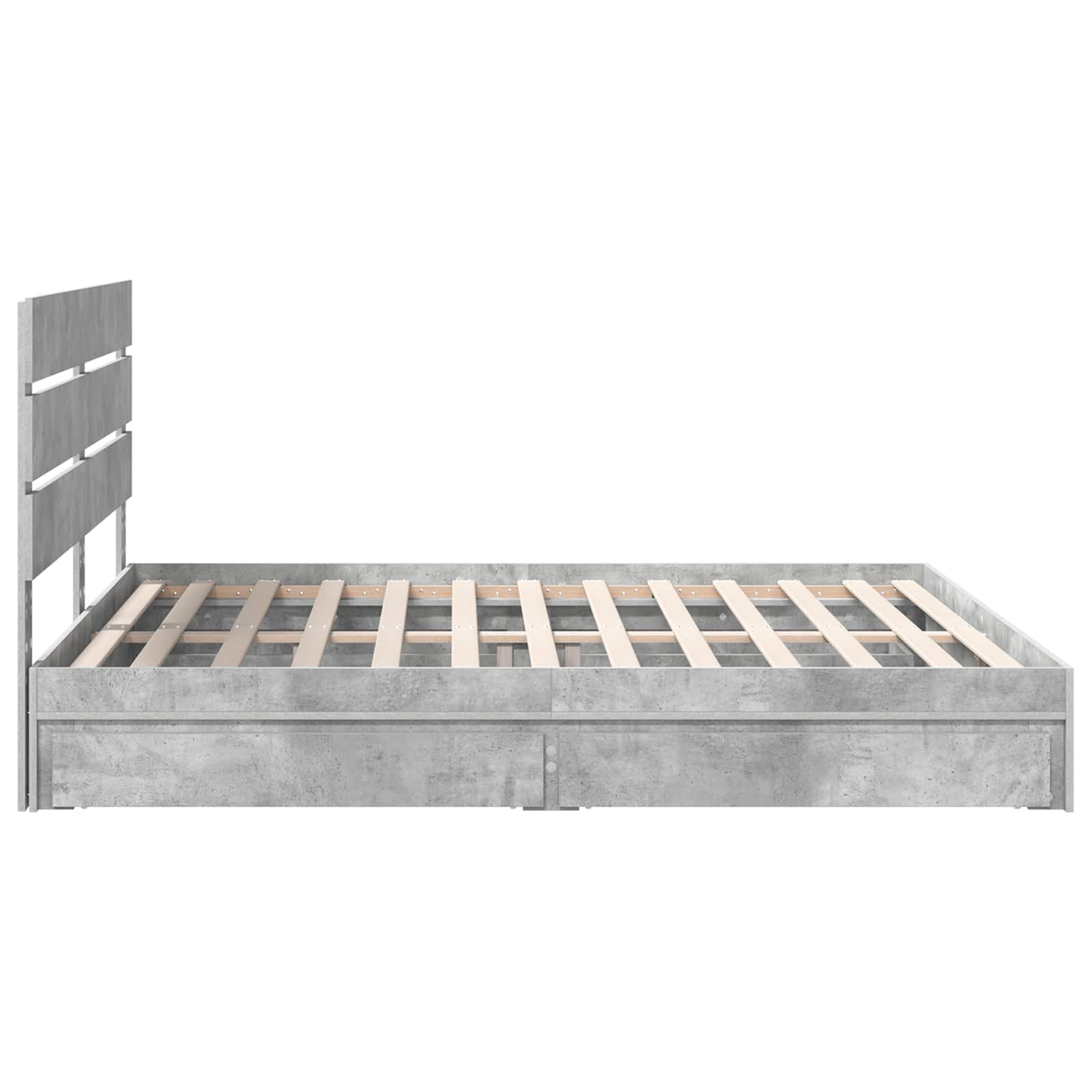 Seng med Oppbevaring Betonggrå 200 x 200 cm Konstruert tre