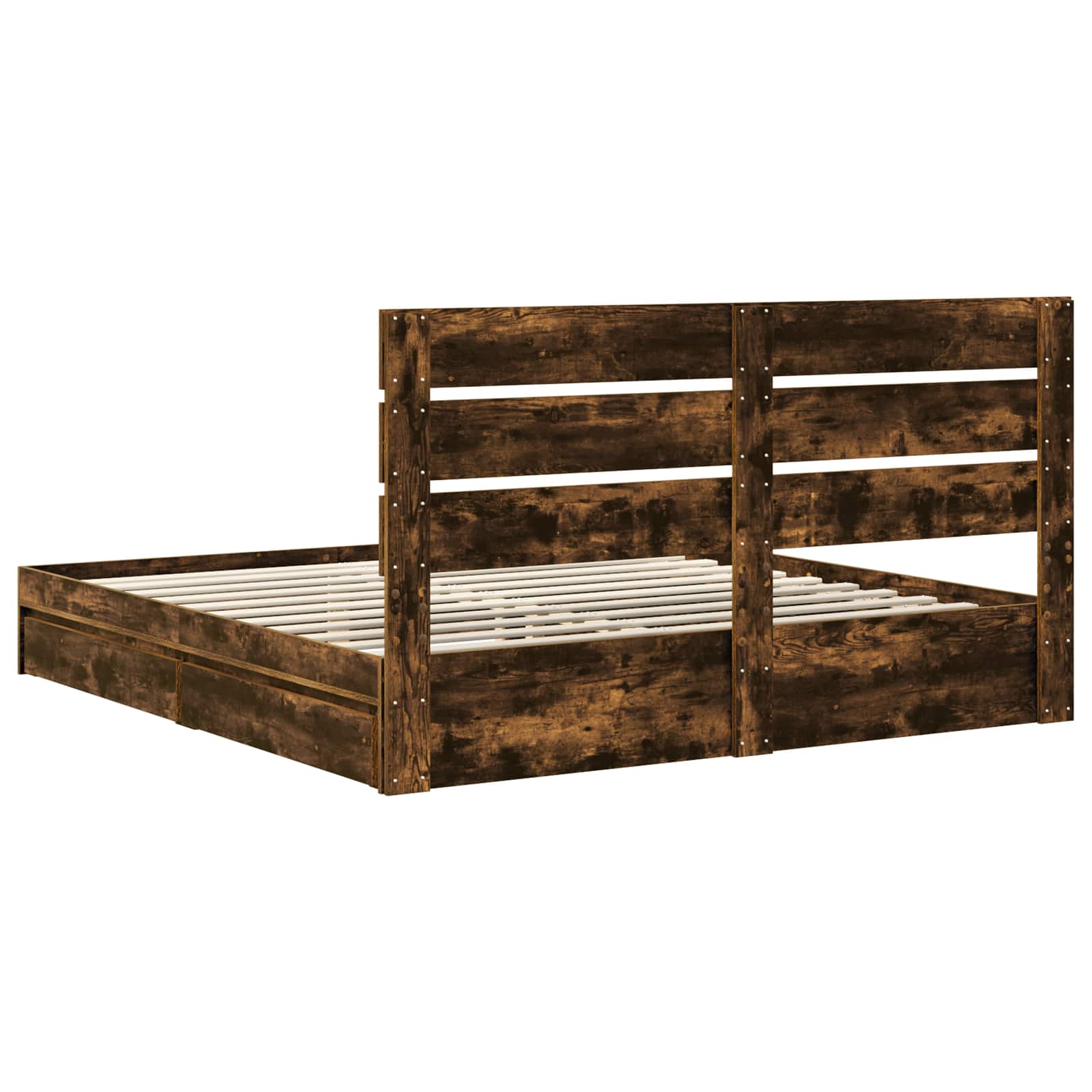 Seng med Oppbevaring Røkt eik 200 x 200 cm Konstruert tre