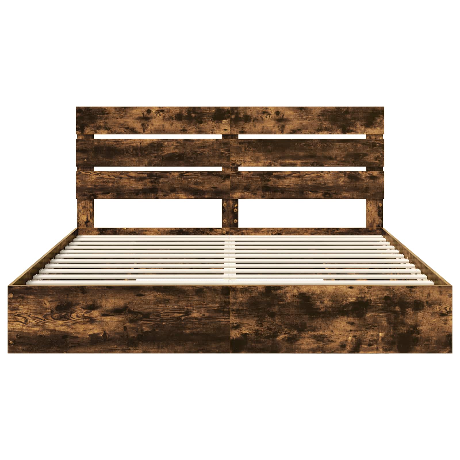 Seng med Oppbevaring Røkt eik 200 x 200 cm Konstruert tre