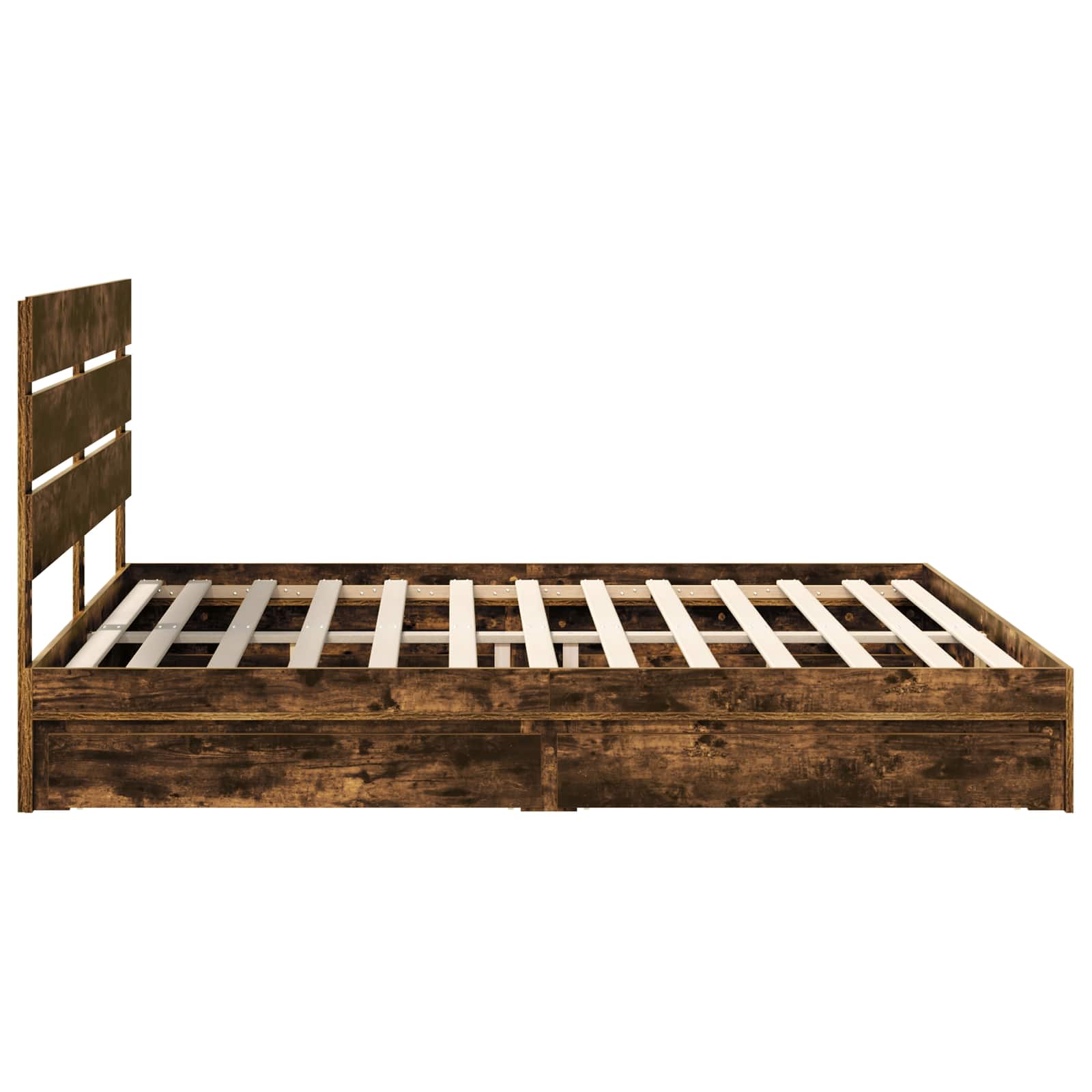 Seng med Oppbevaring Røkt eik 200 x 200 cm Konstruert tre