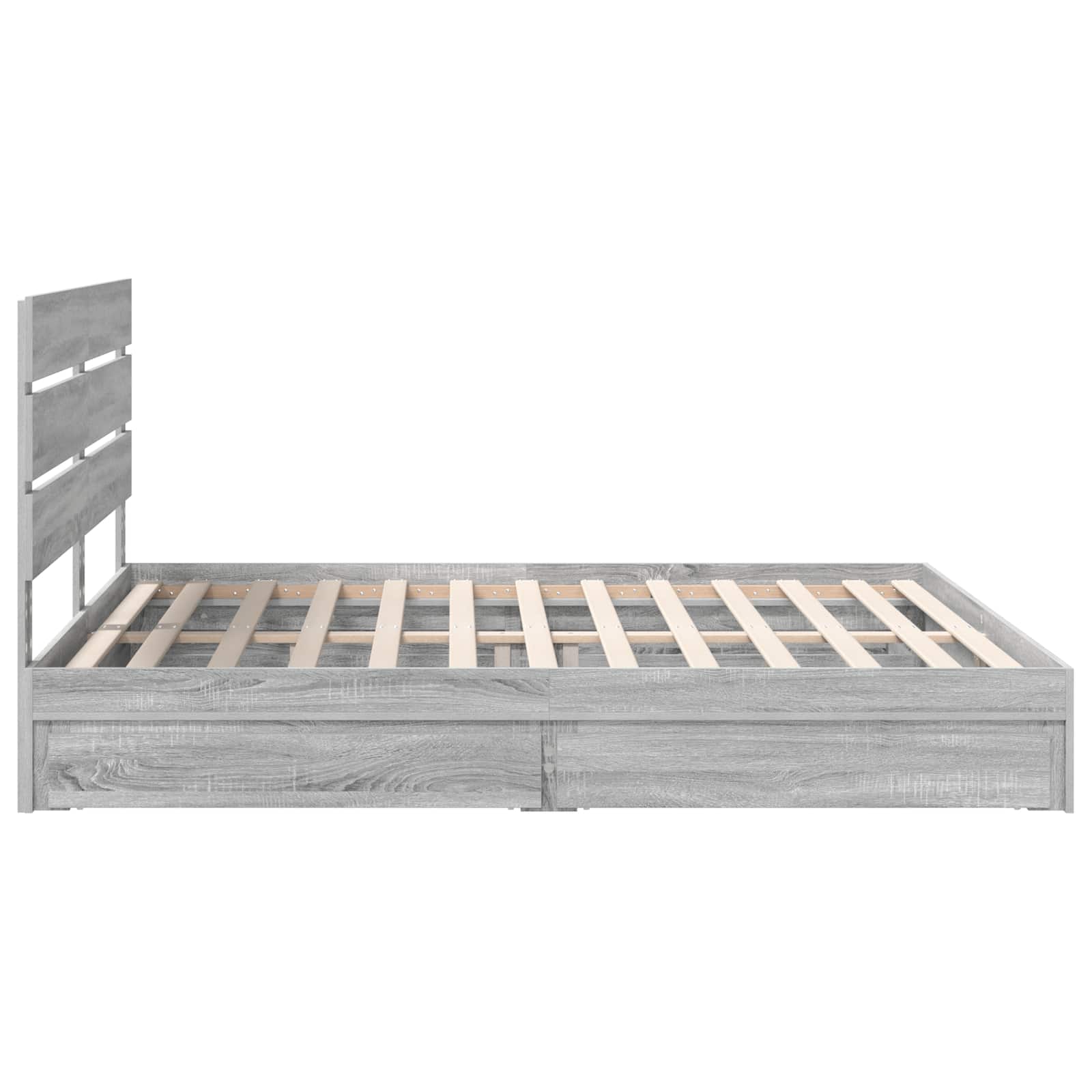 Seng med Oppbevaring Grå Sonoma 200 x 200 cm Konstruert tre