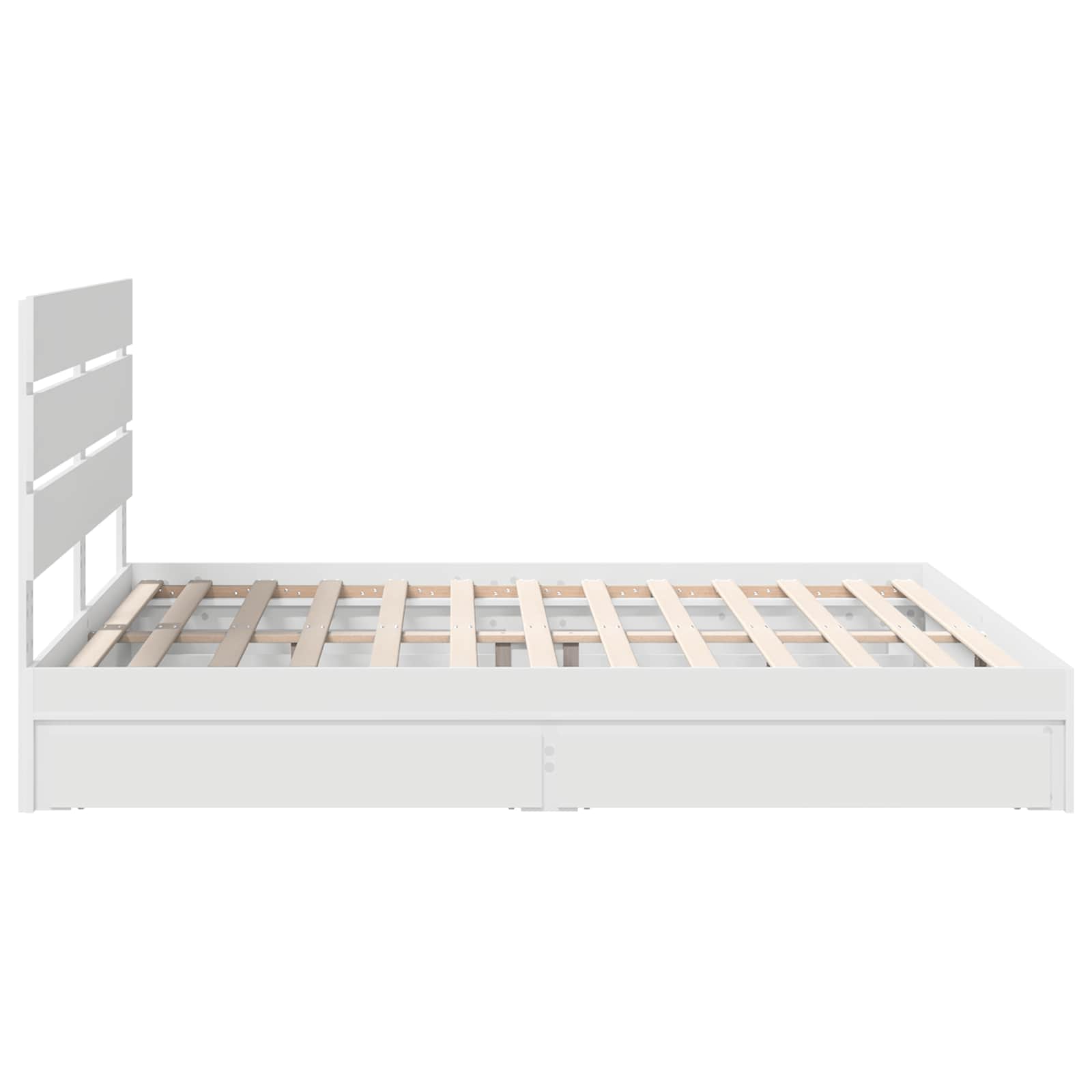 Seng med Oppbevaring med skuff Hvit 180 x 200 cm Konstruert tre