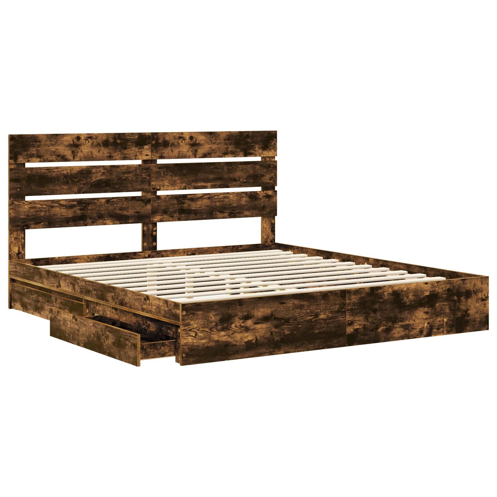 Seng med Oppbevaring Røkt eik 180 x 200 cm Konstruert tre