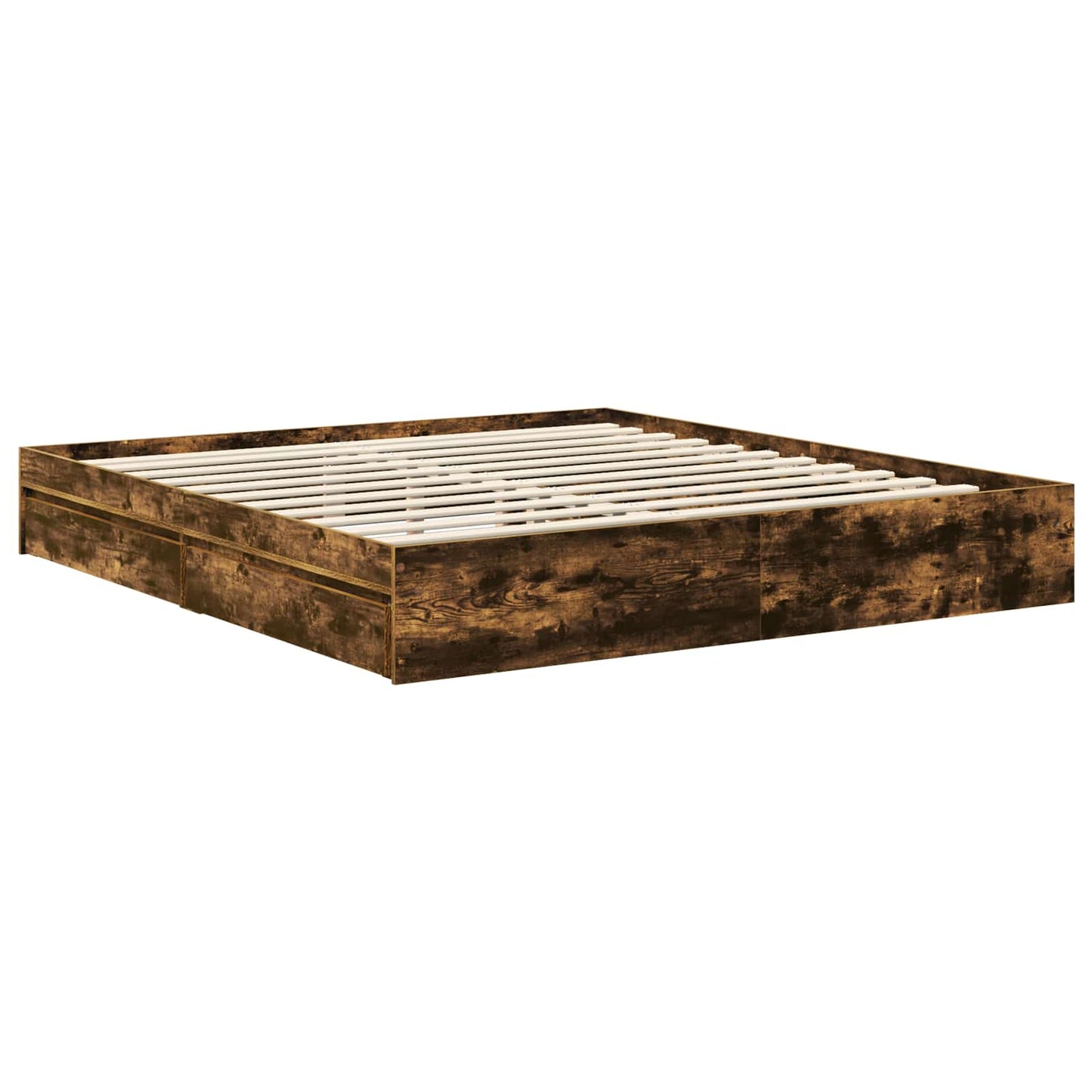 Seng med Oppbevaring Røkt eik 180 x 200 cm Konstruert tre