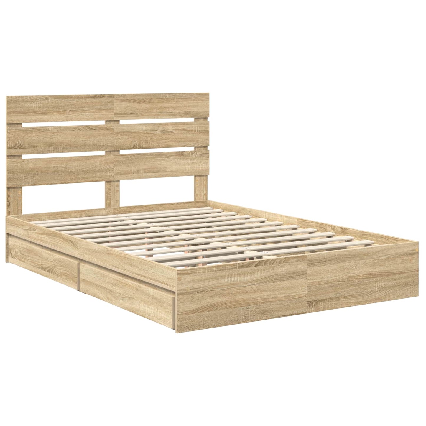 Seng med Oppbevaring Sonoma eik 160 x 200 cm Konstruert tre