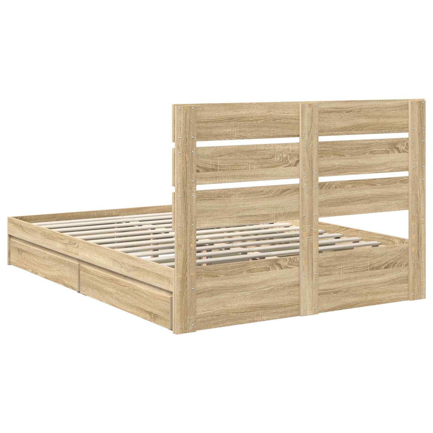 Seng med Oppbevaring Sonoma eik 160 x 200 cm Konstruert tre
