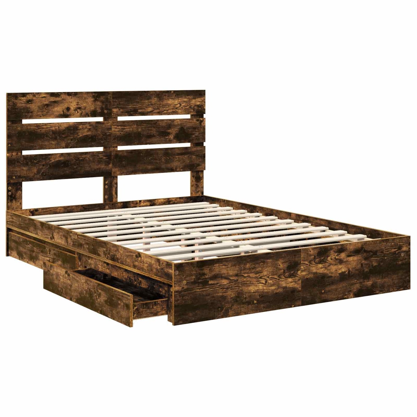 Seng med Oppbevaring Røkt eik 160 x 200 cm Konstruert tre