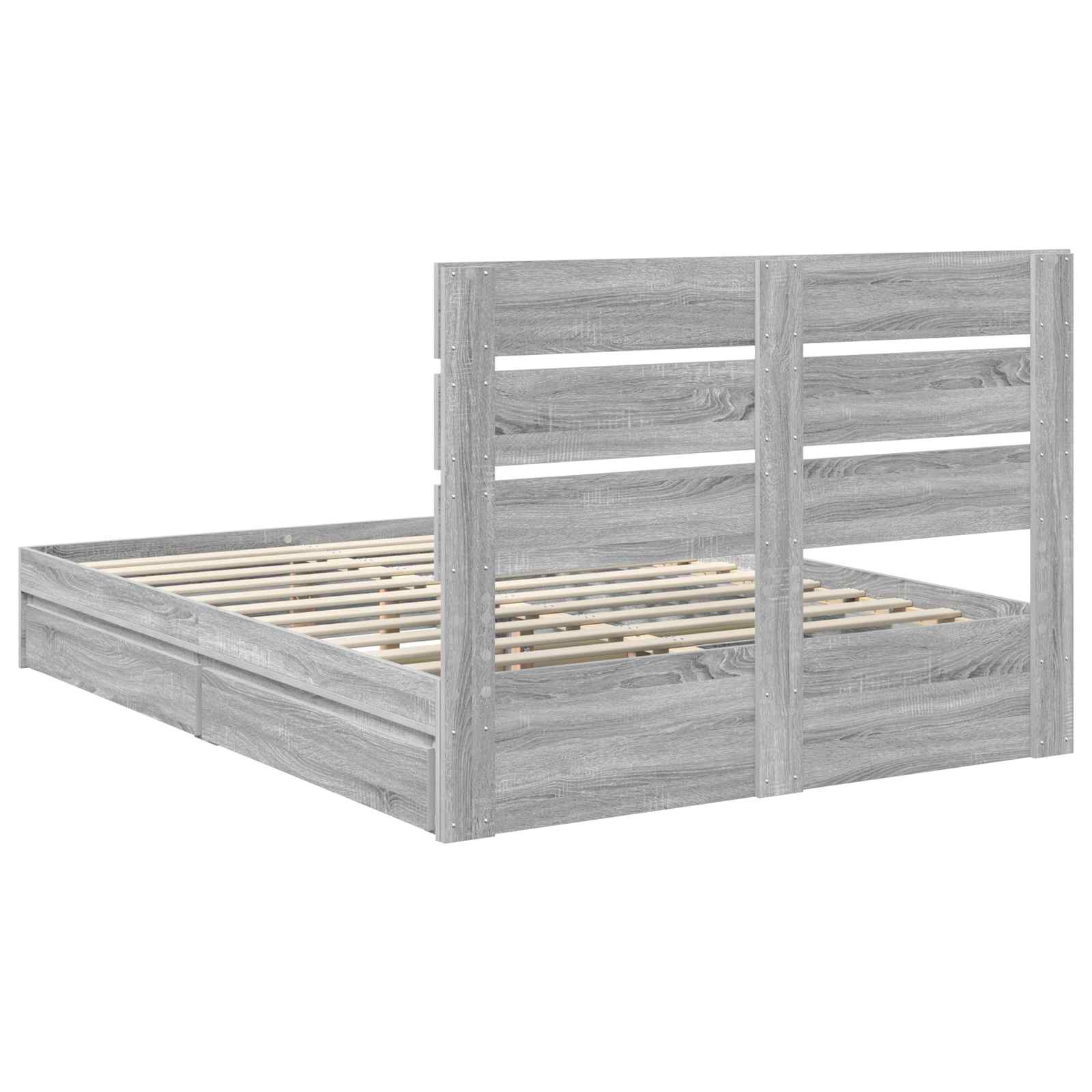 Seng med Oppbevaring Grå Sonoma 140 x 200 cm Konstruert tre