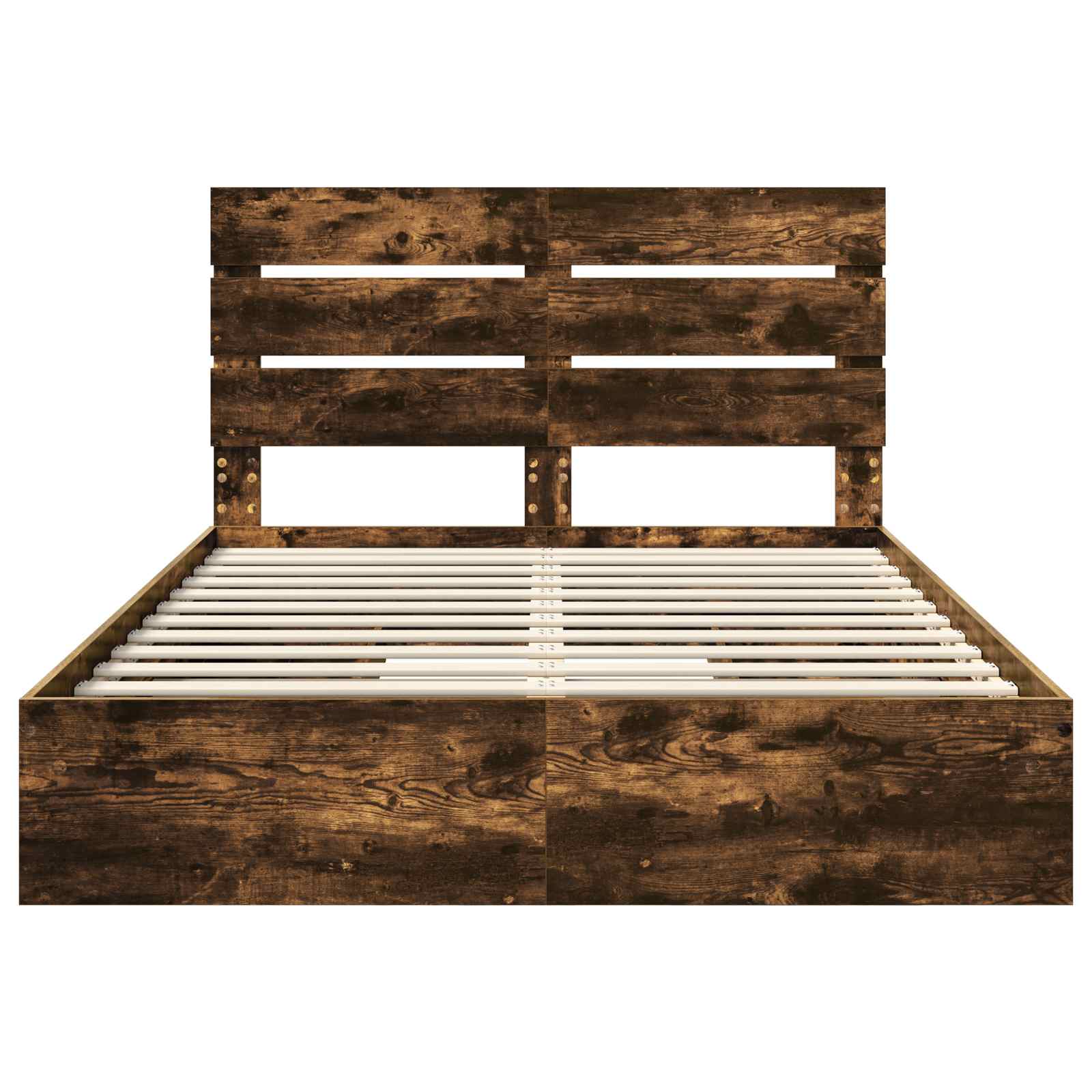 Seng med Oppbevaring Røkt eik 140 x 190 cm Konstruert tre