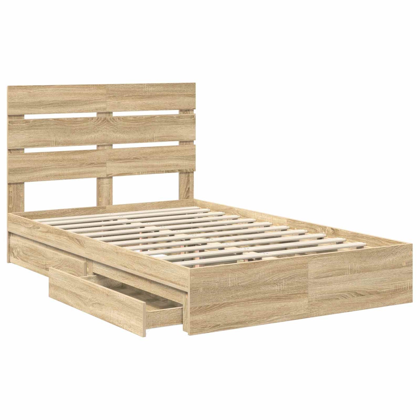 Seng med Oppbevaring Sonoma eik 135 x 190 cm Konstruert tre