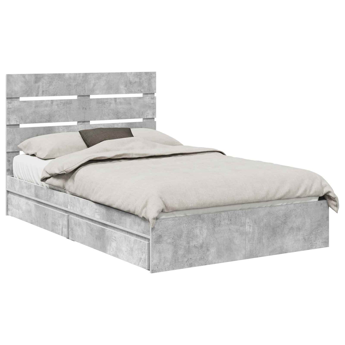 Seng med Oppbevaring Betonggrå 135 x 190 cm Konstruert tre
