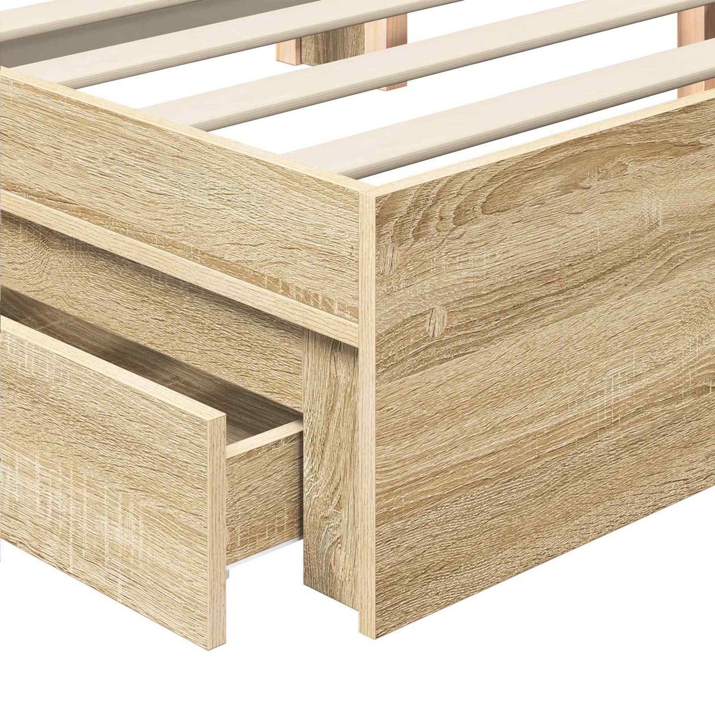 Seng med Oppbevaring Sonoma eik 100 x 200 cm Konstruert tre