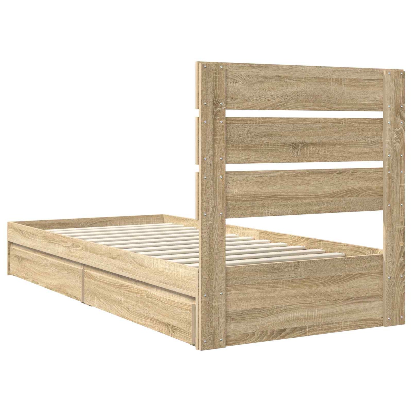 Seng med Oppbevaring Sonoma eik 100 x 200 cm Konstruert tre