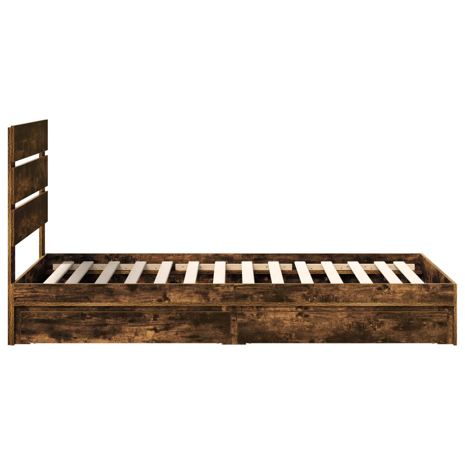 Seng med Oppbevaring Røkt eik 100 x 200 cm Konstruert tre