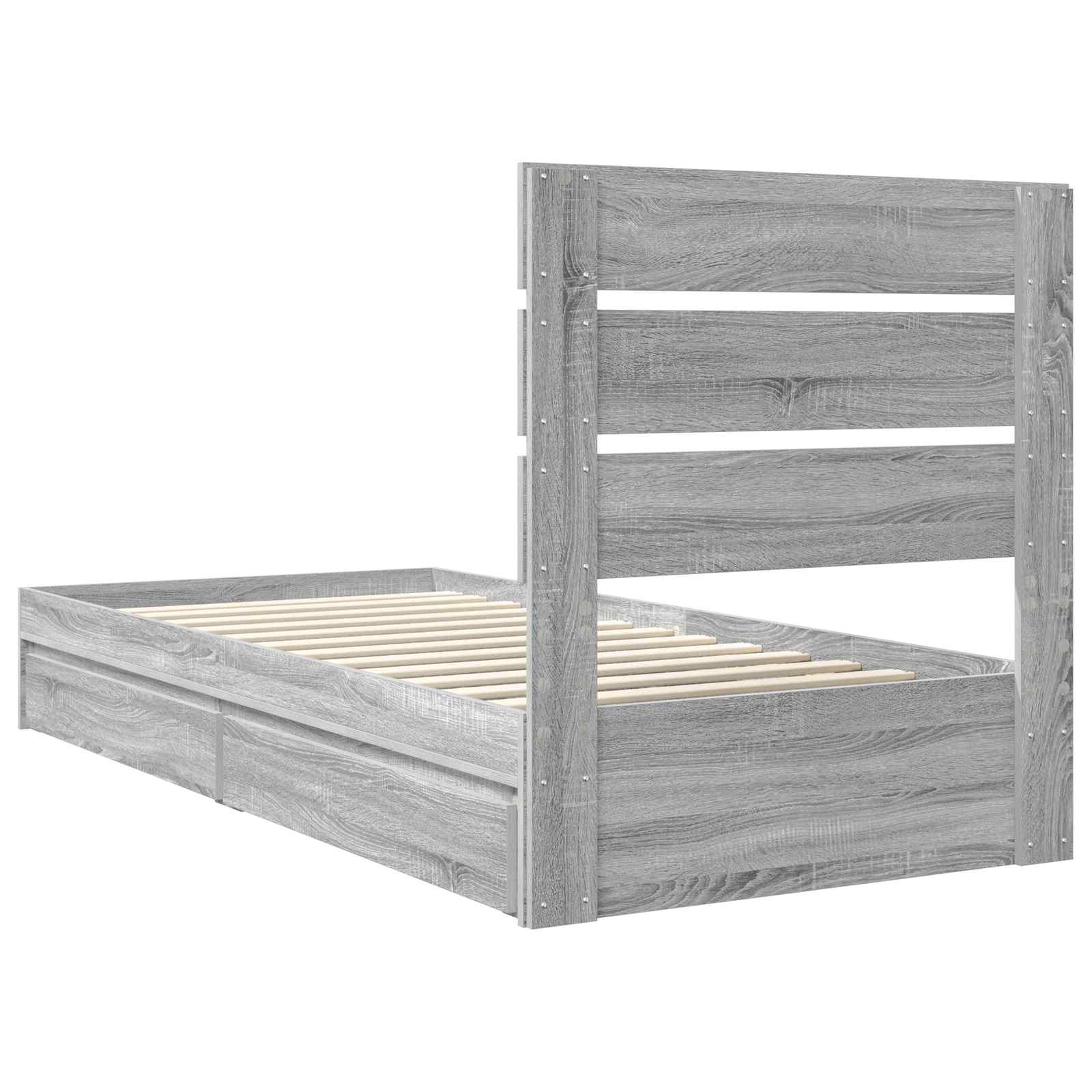 Seng med Oppbevaring Grå Sonoma 100 x 200 cm Konstruert tre