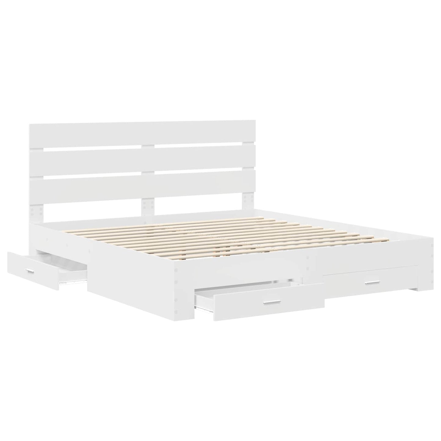Sengestamme med skuff Hvit 180 x 200 cm Konstruert tre