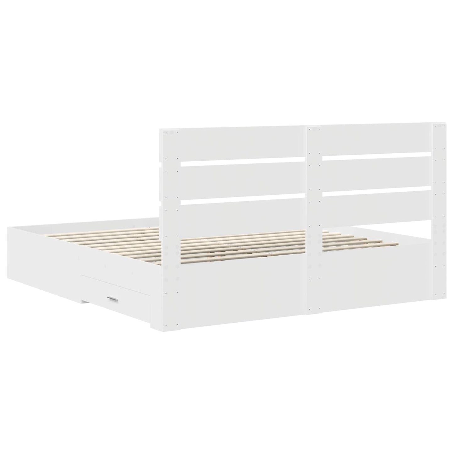 Sengestamme med skuff Hvit 180 x 200 cm Konstruert tre