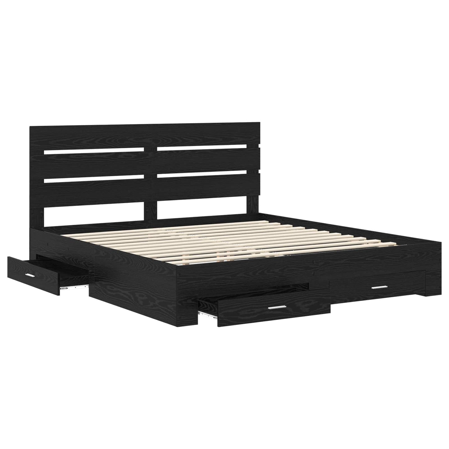 Sengestamme med skuff Svart Eik 180 x 200 cm Konstruert tre