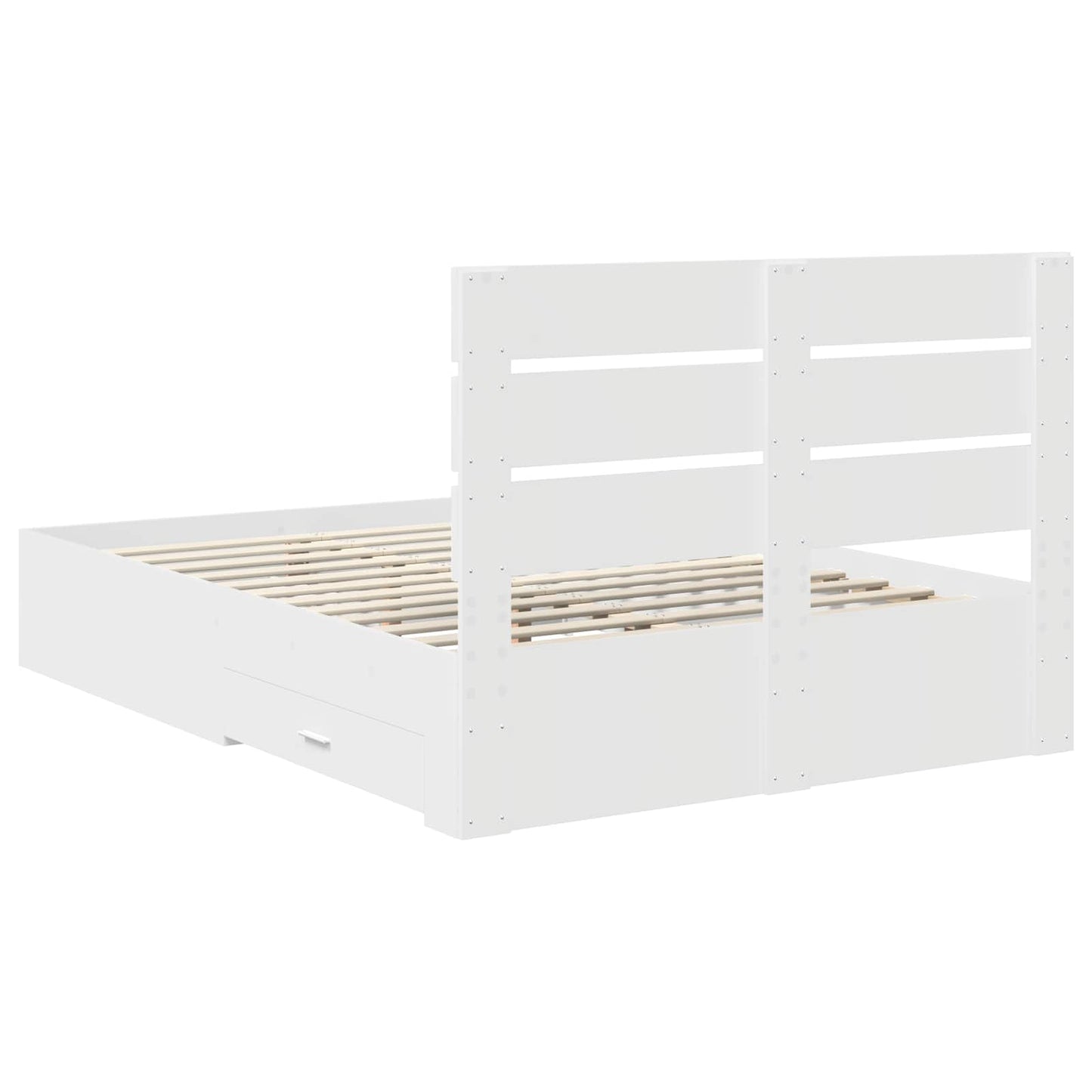 Sengestamme med skuff Hvit 160 x 200 cm Konstruert tre