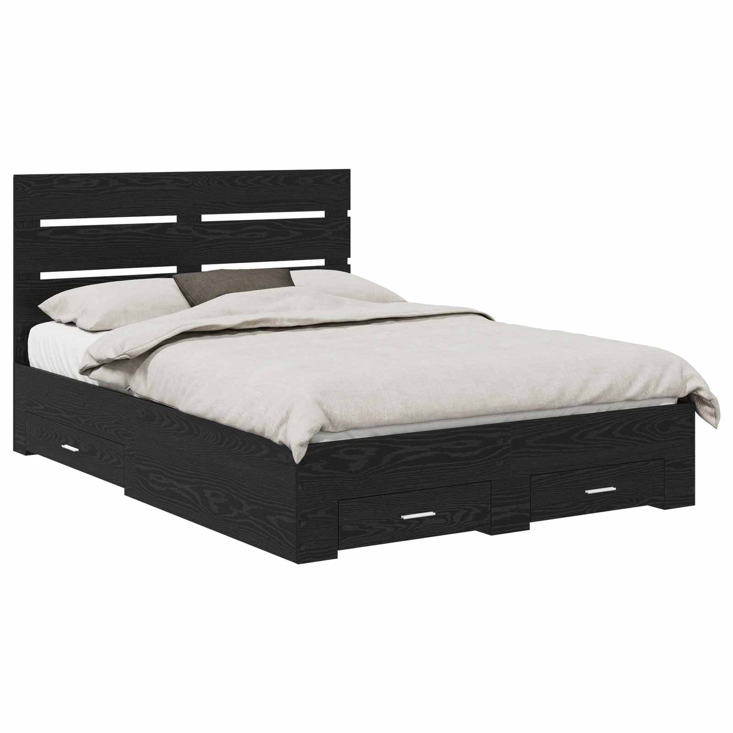 Sengestamme med skuff Svart Eik 160 x 200 cm Konstruert tre