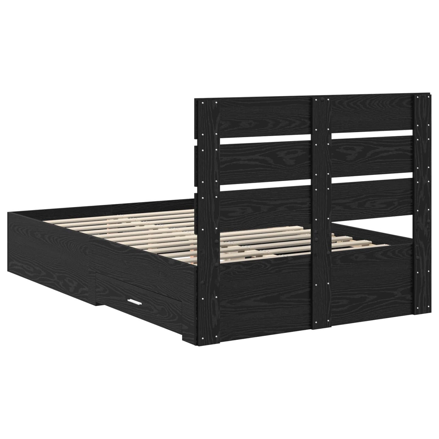 Sengestamme med skuff Svart Eik 120 x 190 cm Konstruert tre