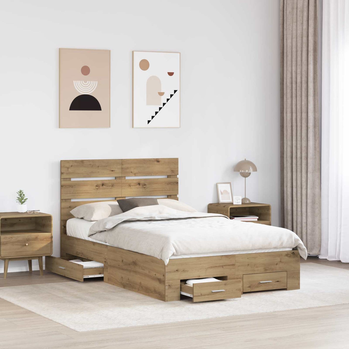 Sengestamme med skuff Artisan Eik 120 x 190 cm Konstruert tre