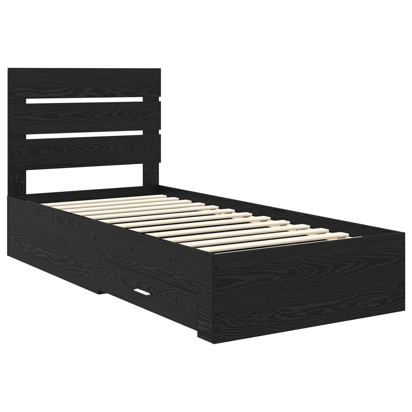 Sengestamme med skuff Svart Eik 100 x 200 cm Konstruert tre