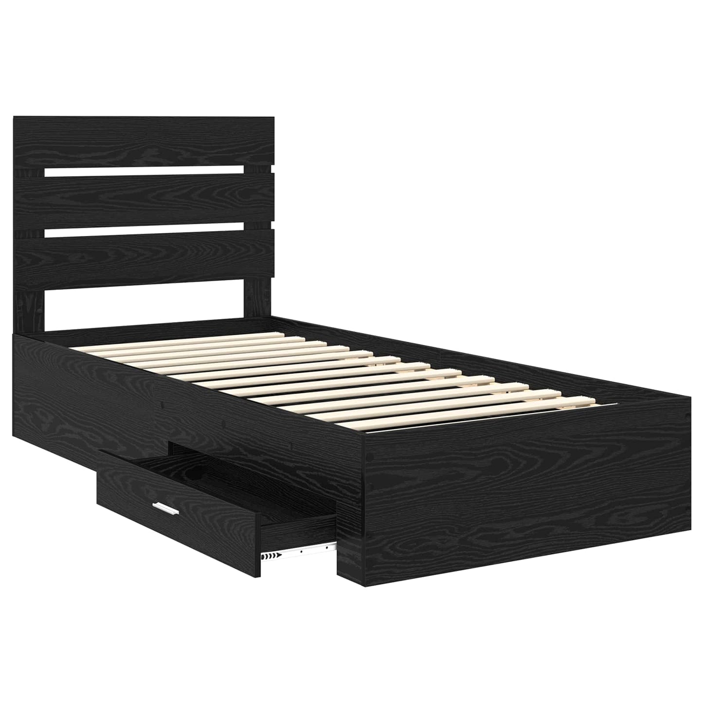 Sengestamme med skuff Svart Eik 100 x 200 cm Konstruert tre