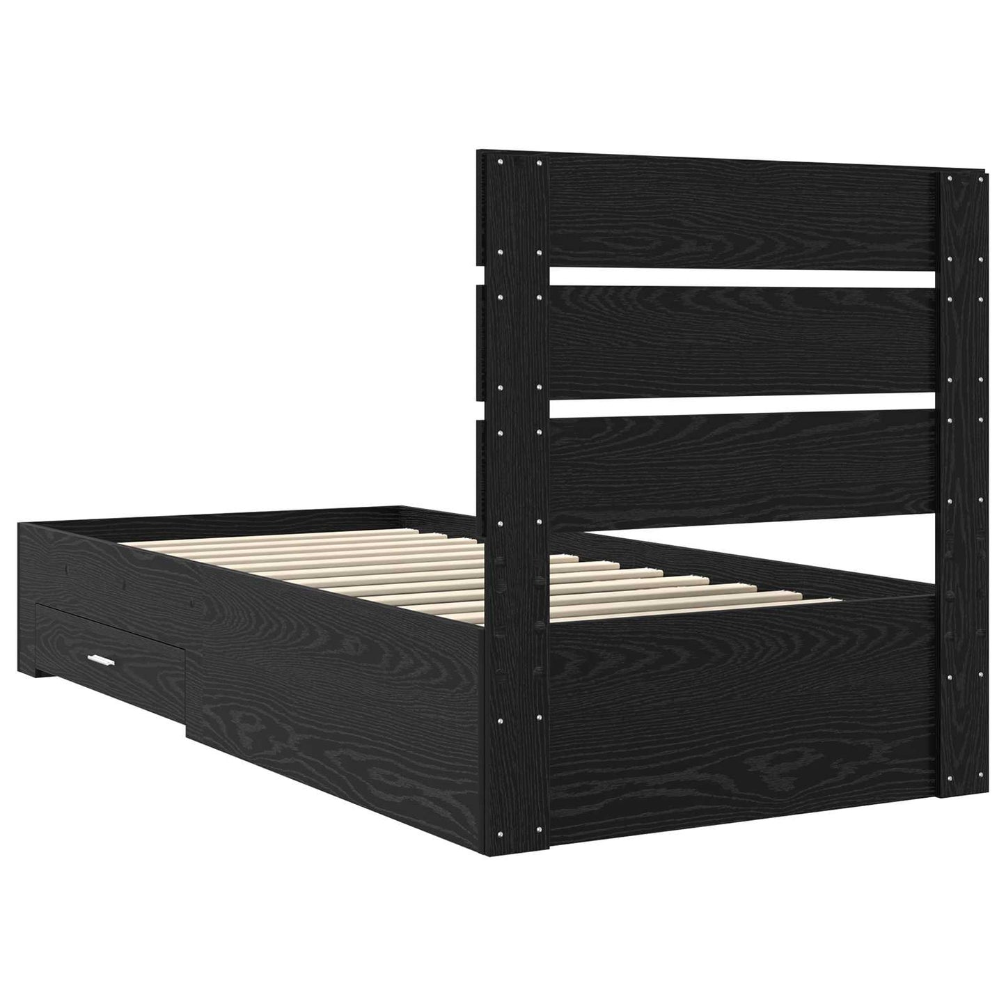 Sengestamme med skuff Svart Eik 100 x 200 cm Konstruert tre