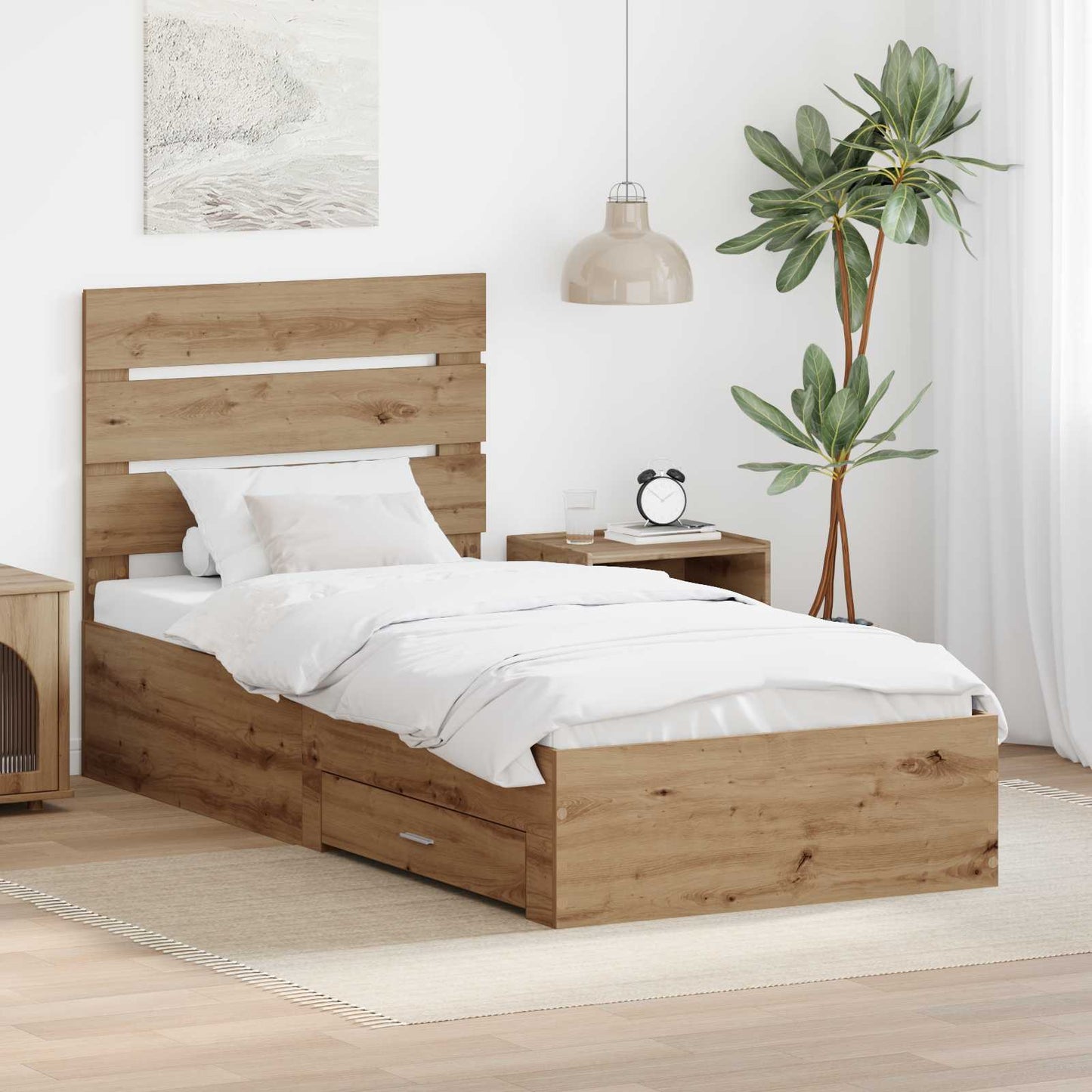 Sengestamme med skuff Artisan Eik 100 x 200 cm Konstruert tre