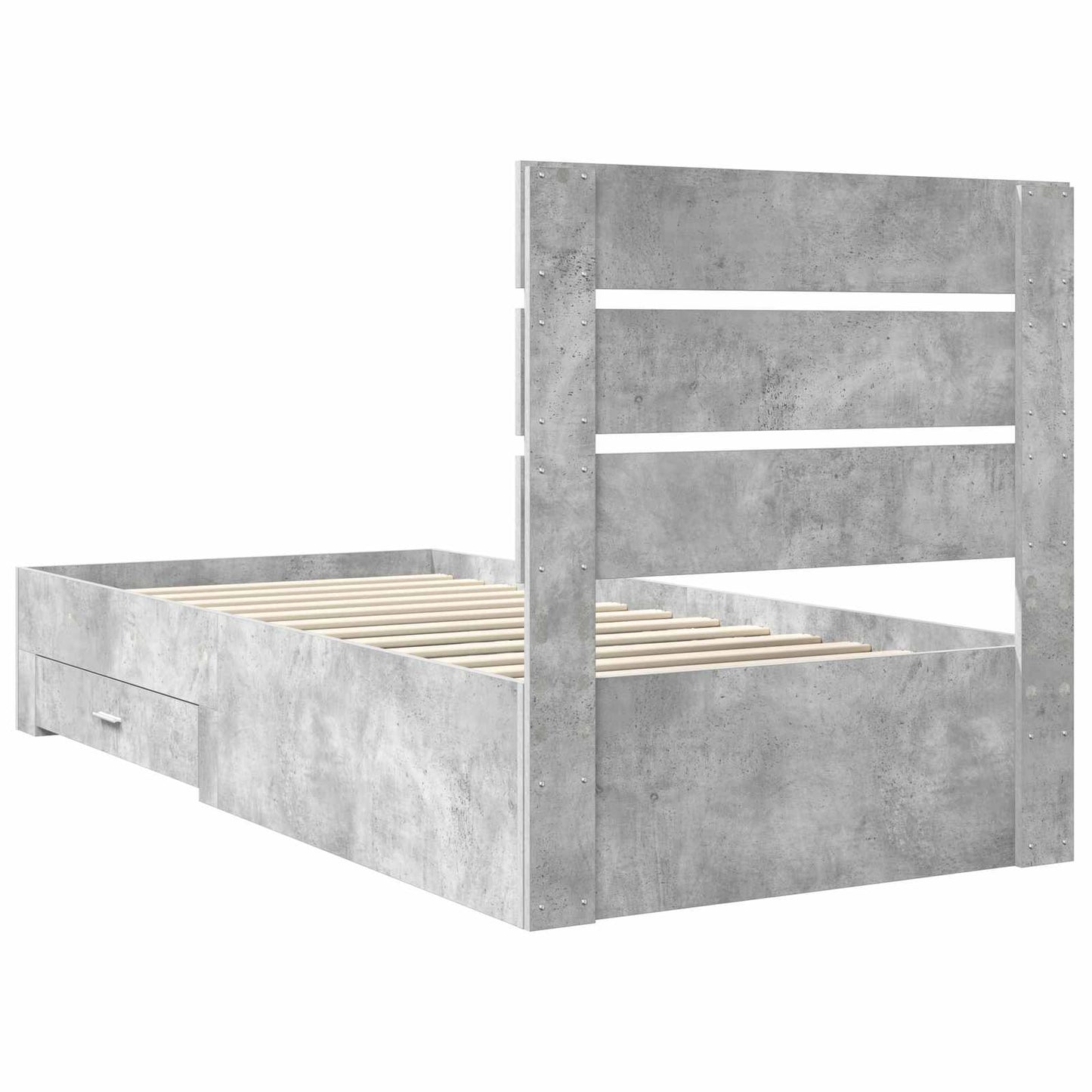 Sengestamme med skuff Betonggrå 90 x 200 cm Konstruert tre