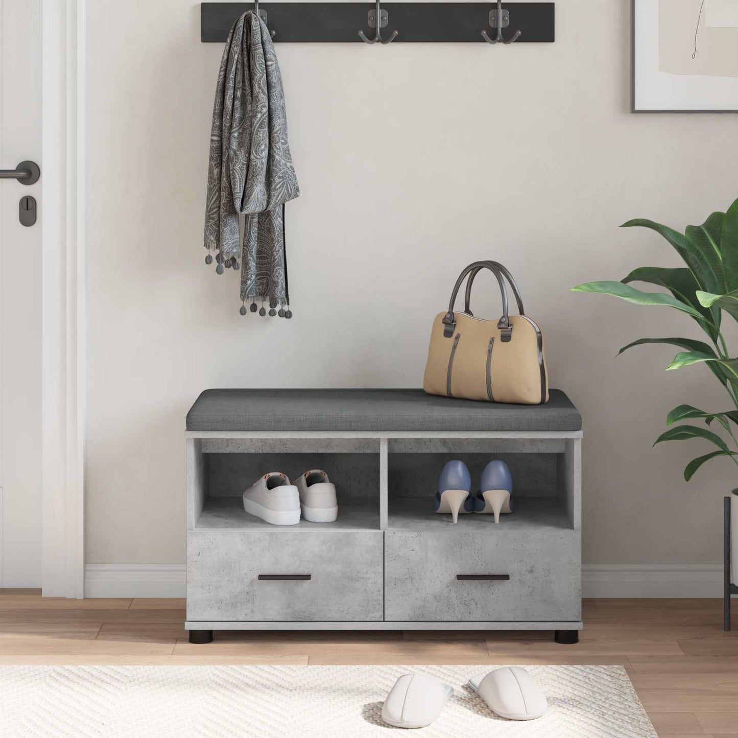 Gangbenk BetongGrå 80 x 38 x 46 cm Konstruert treverk og stoff