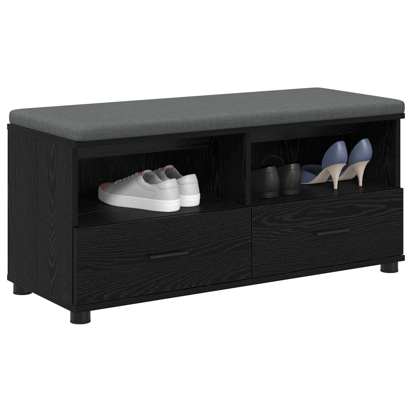 Gangbenk Svart Eik 100 x 38 x 46 cm Konstruert treverk og stoff