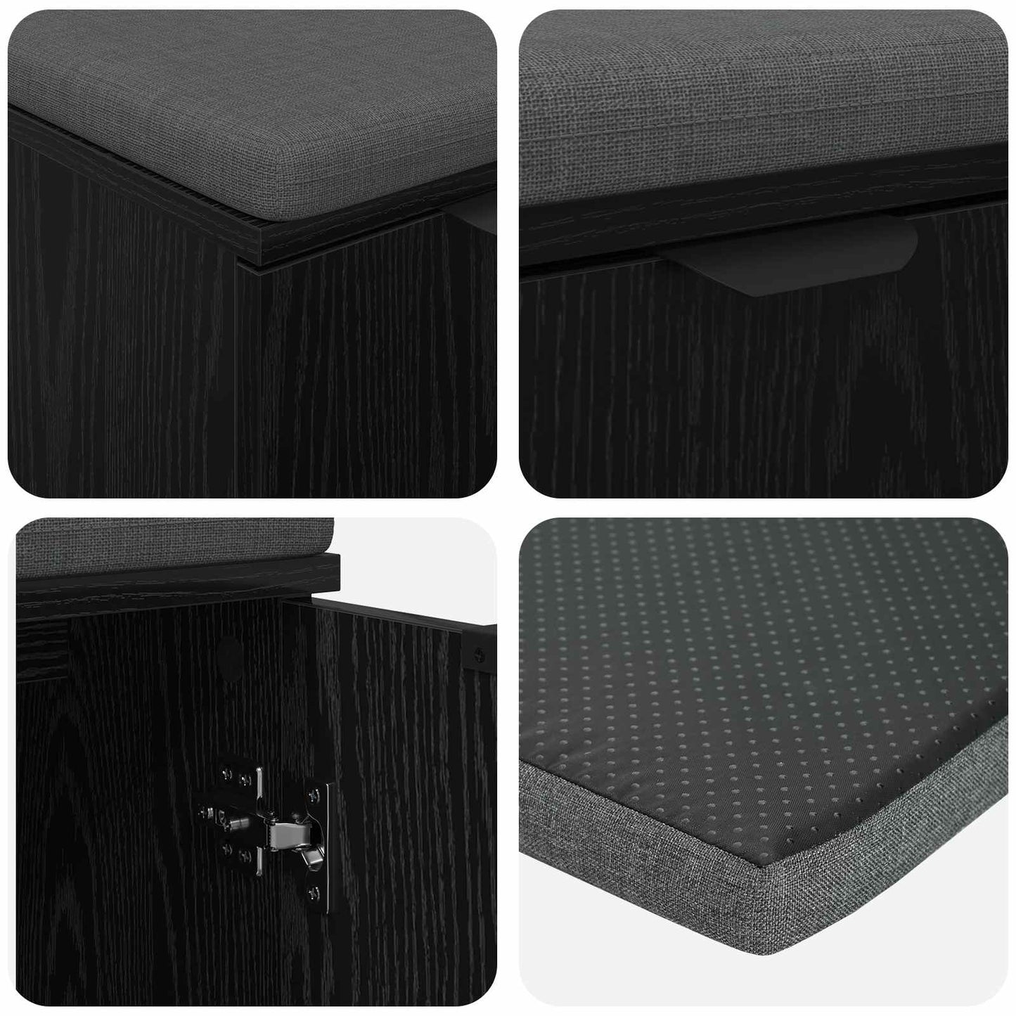 Gangbenk Svart Eik 60 x 38 x 46 cm Konstruert treverk og stoff