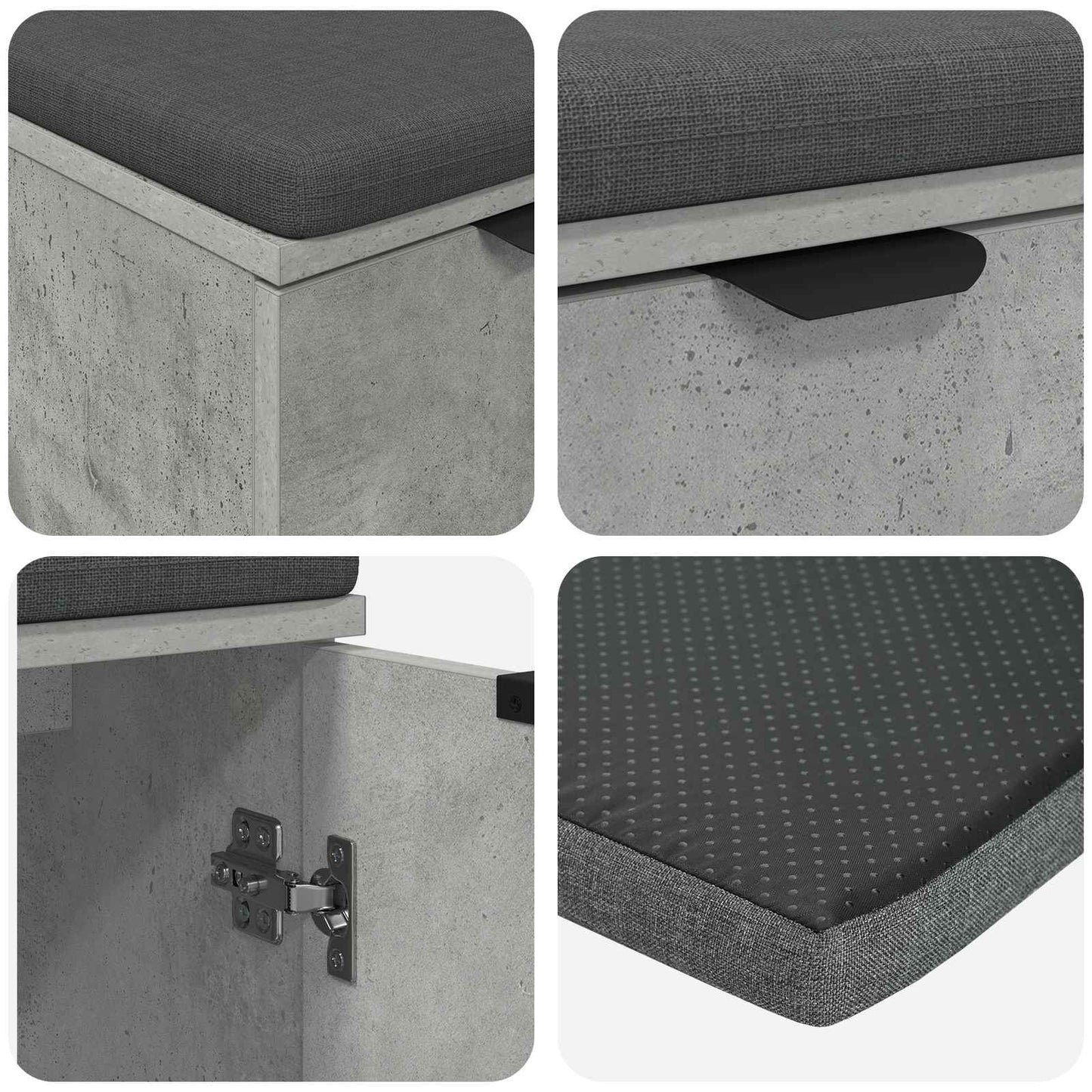 Gangbenk BetongGrå 60 x 38 x 46 cm Konstruert treverk og stoff