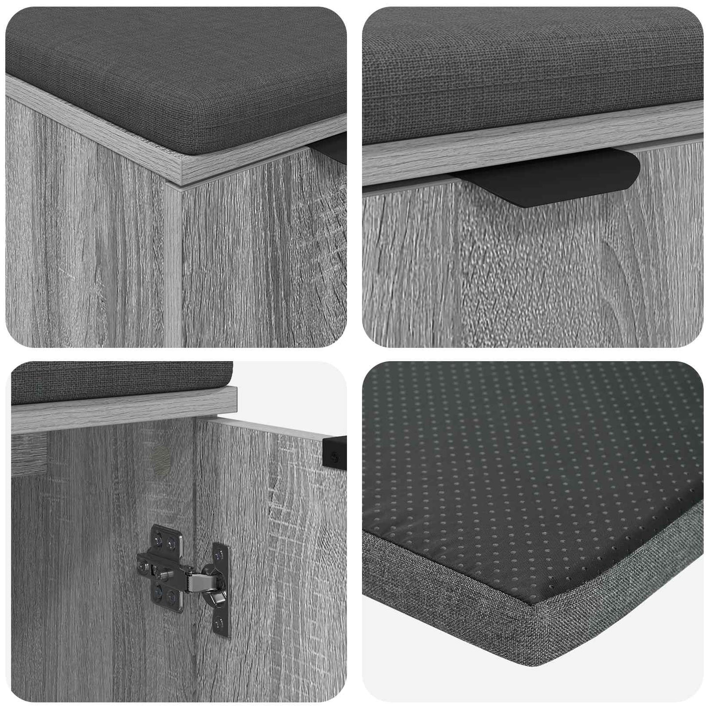 Gangbenk Grå Sonoma 60 x 38 x 46 cm Konstruert treverk og stoff