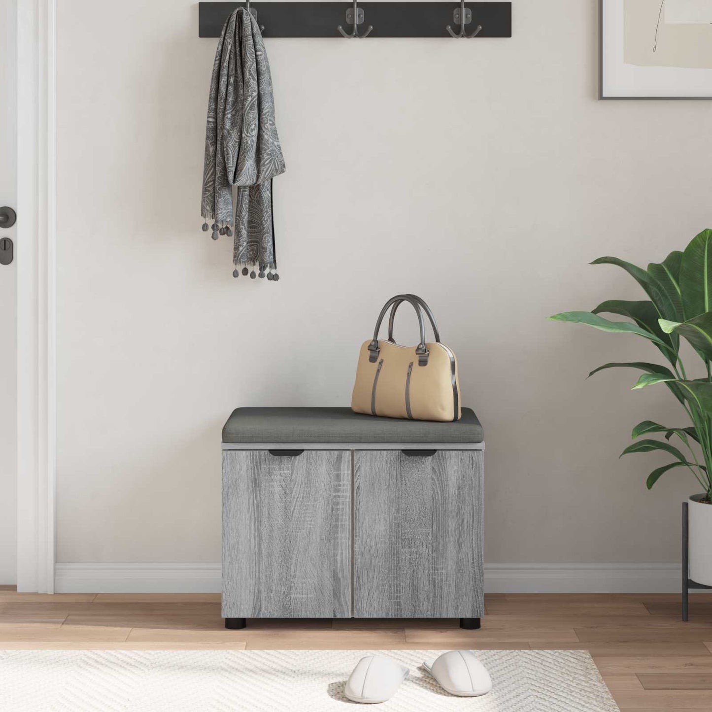 Gangbenk Grå Sonoma 60 x 38 x 46 cm Konstruert treverk og stoff