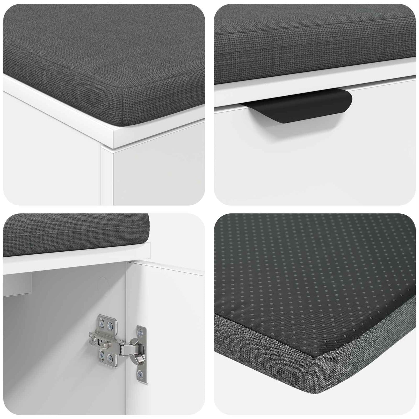Gangbenk Hvit 80 x 38 x 46 cm Konstruert treverk og stoff