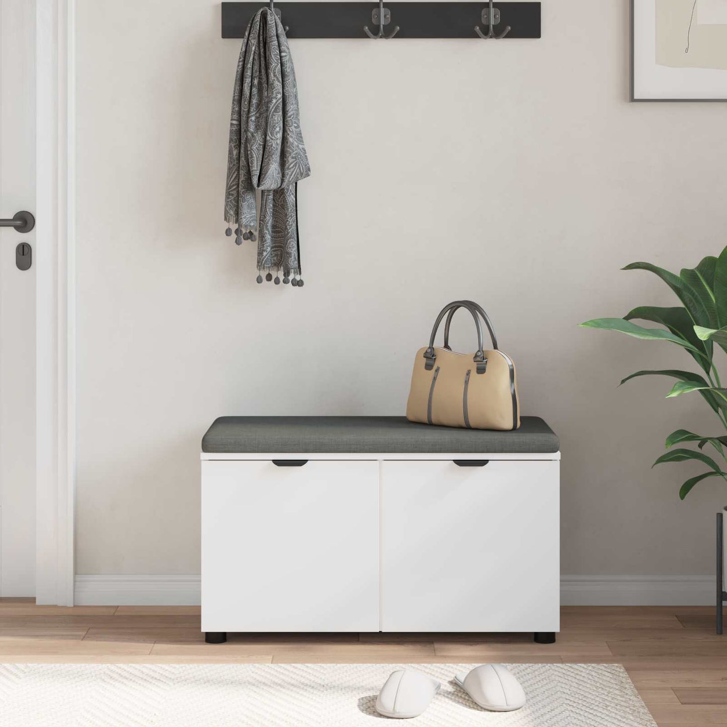 Gangbenk Hvit 80 x 38 x 46 cm Konstruert treverk og stoff