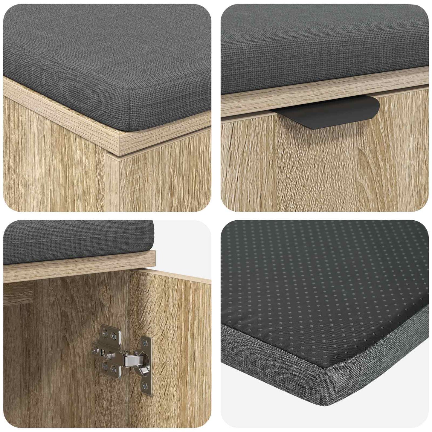 Gangbenk Sonoma eik 80 x 38 x 46 cm Konstruert treverk og stoff