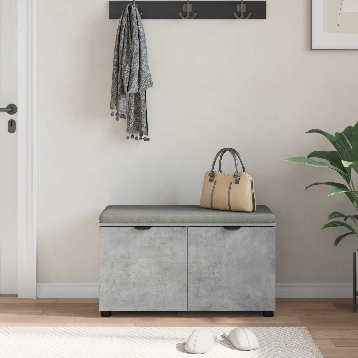 Gangbenk BetongGrå 80 x 38 x 46 cm Konstruert treverk og stoff