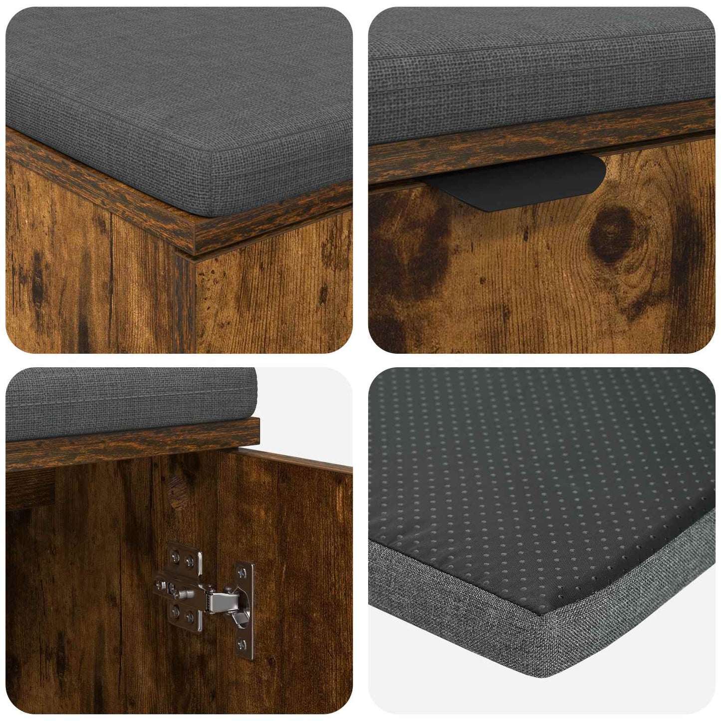 Gangbenk Røkt Eik 80 x 38 x 46 cm Konstruert treverk og stoff