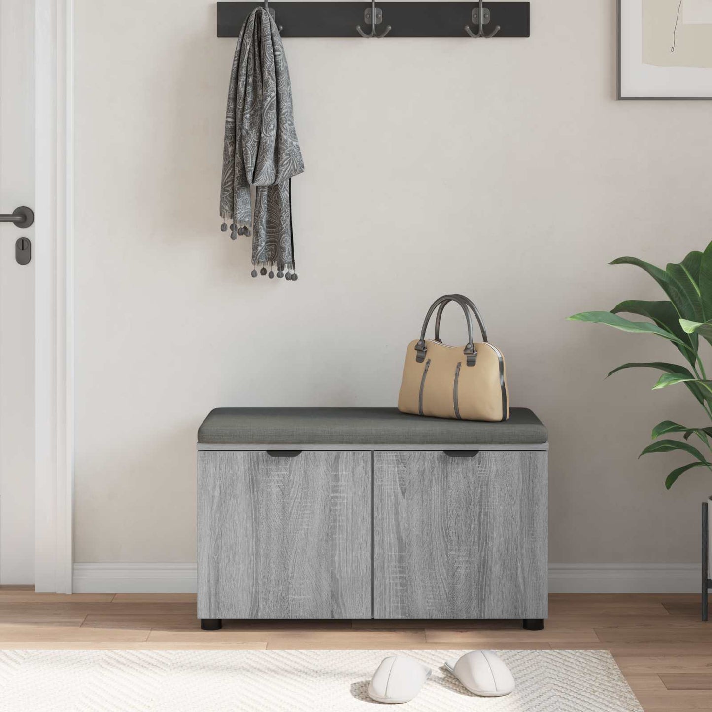 Gangbenk Grå Sonoma 80 x 38 x 46 cm Konstruert treverk og stoff