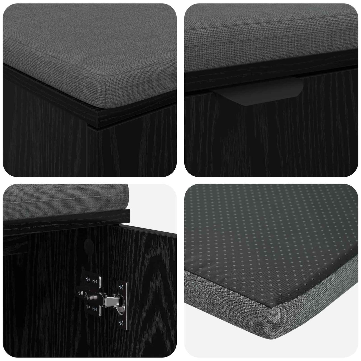 Gangbenk Svart Eik 100 x 38 x 46 cm Konstruert treverk og stoff