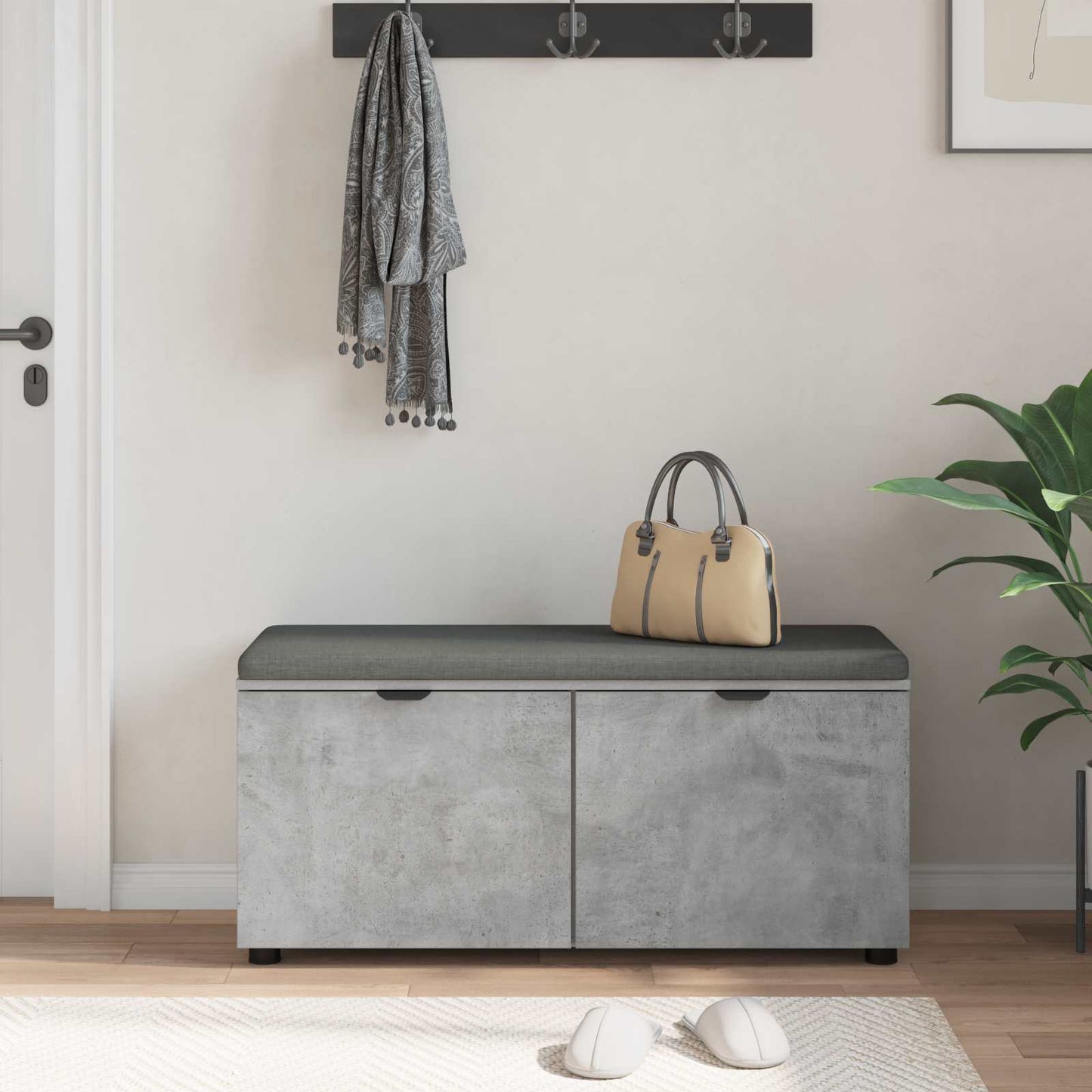 Gangbenk BetongGrå 100 x 38 x 46 cm Konstruert treverk og stoff