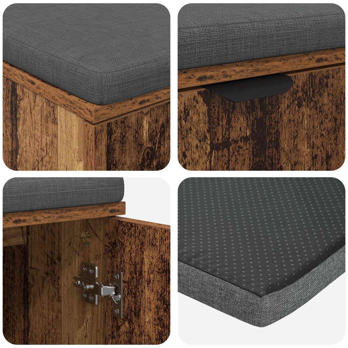 Gangbenk med pute med hylle Gammelt tre 100 x 38 x 46 cm