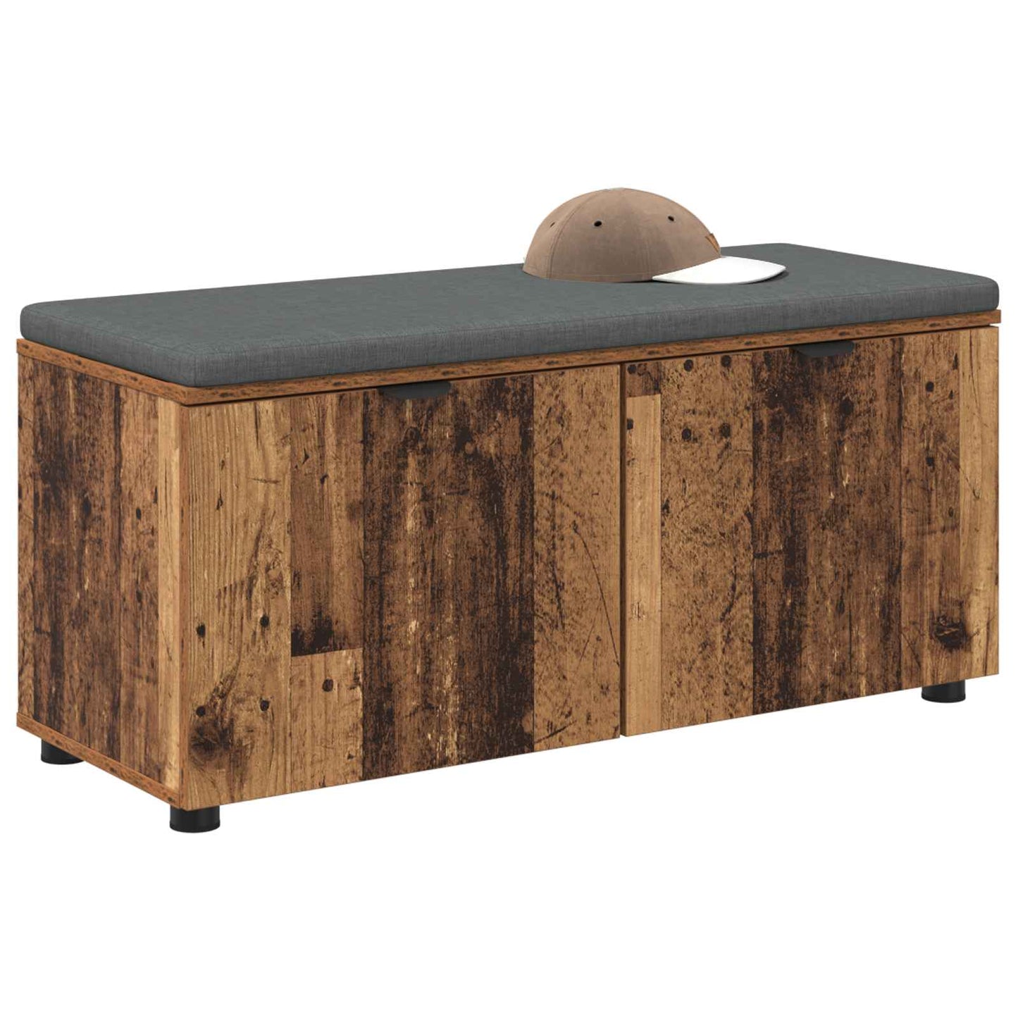 Gangbenk med pute med hylle Gammelt tre 100 x 38 x 46 cm