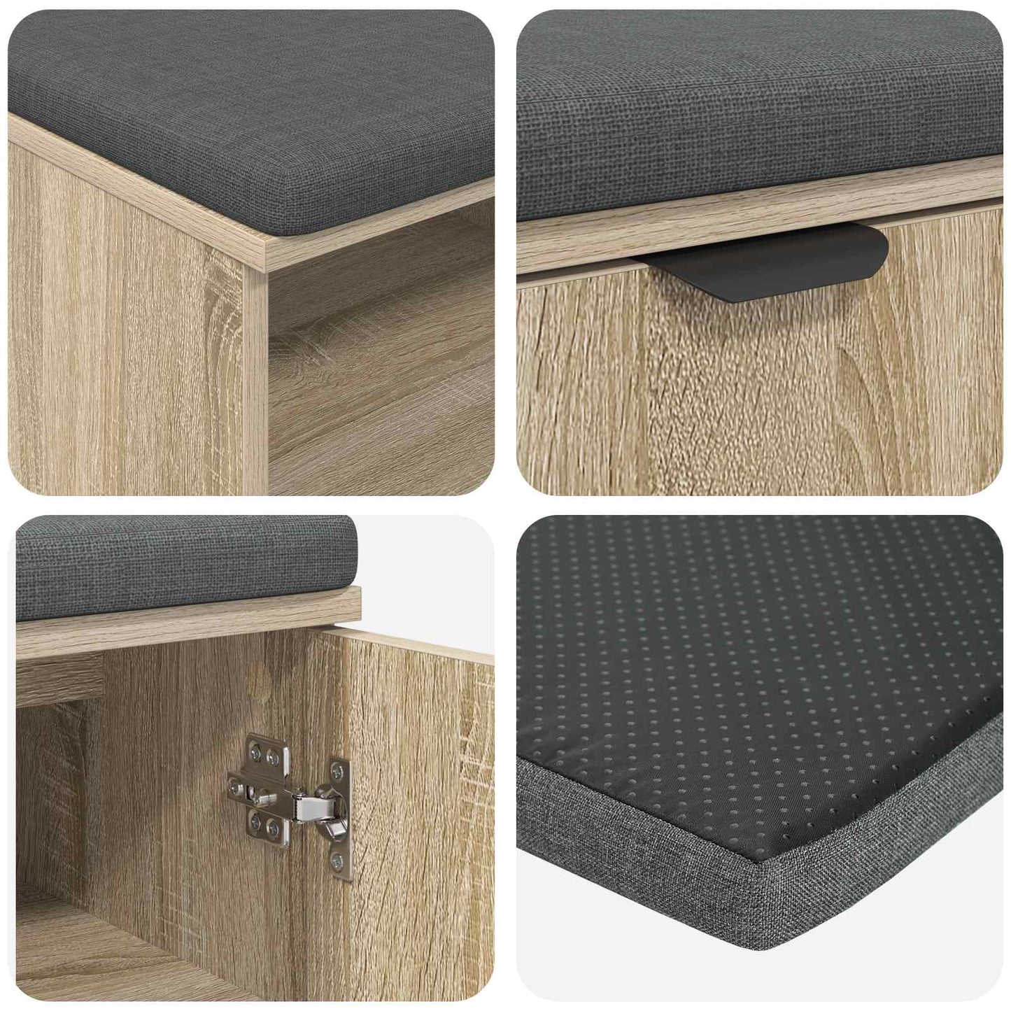Gangbenk Sonoma eik 60 x 38 x 46 cm Konstruert treverk og stoff
